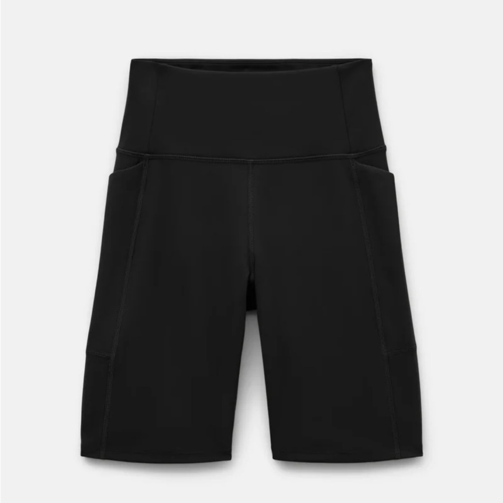 Girlfriend Collective Black High-Rise Pocket Bike Short in Large